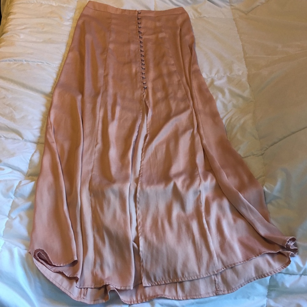 Blush / Dusty Rose Pink button up maxi skirt